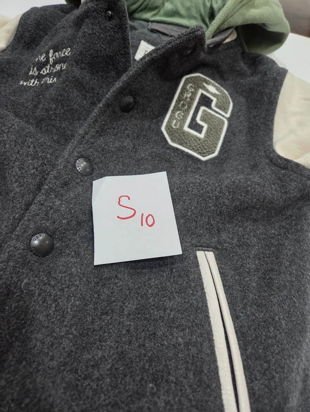 GAP× STAR WARS Kids Varsity Jacket with Green Hood - Grey & Cream sz.5
